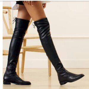 NWOT STUART WEITZMAN Lowland Leather Over The Knee Boots Black 5.5 MSRP $950